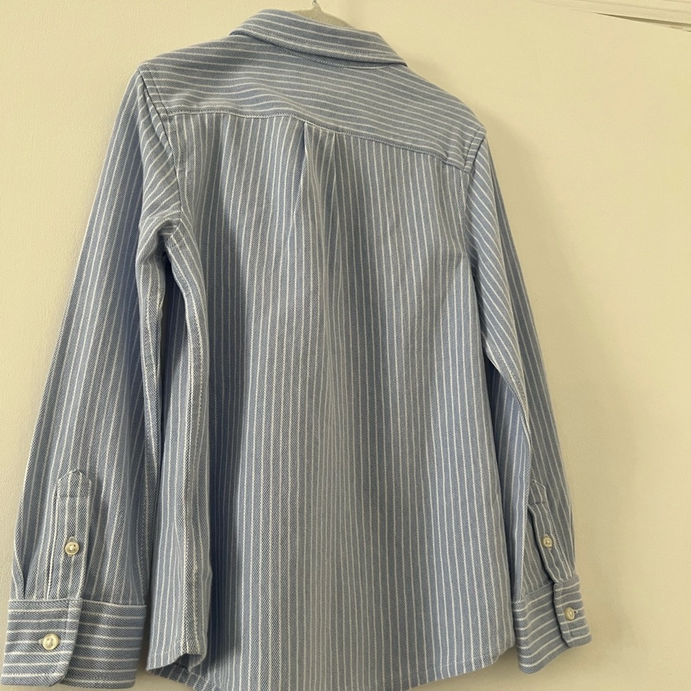 Polo by Ralph Lauren Blue White Striped Knit Cotton Oxford Shirt Boys 5 NWT - Picture 6 of 8